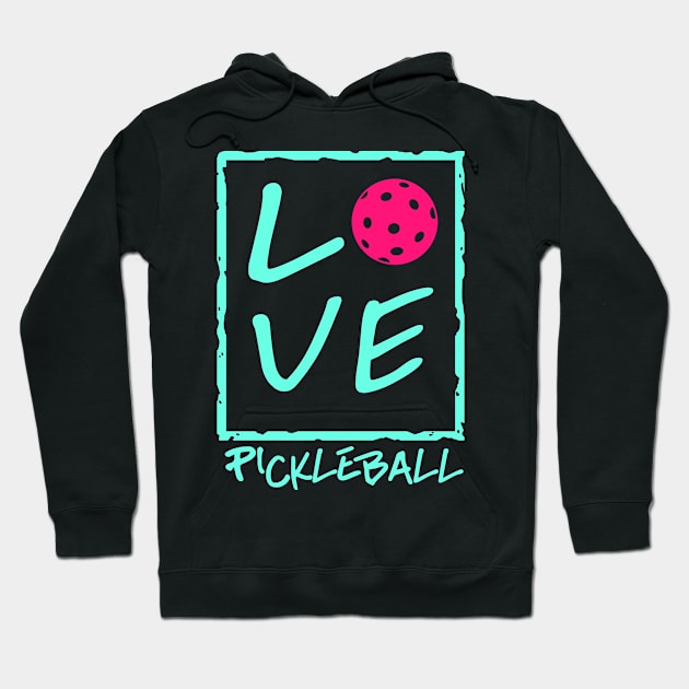 Womens Pickleball Gift Love Pickleball Product Hoodie by Linco